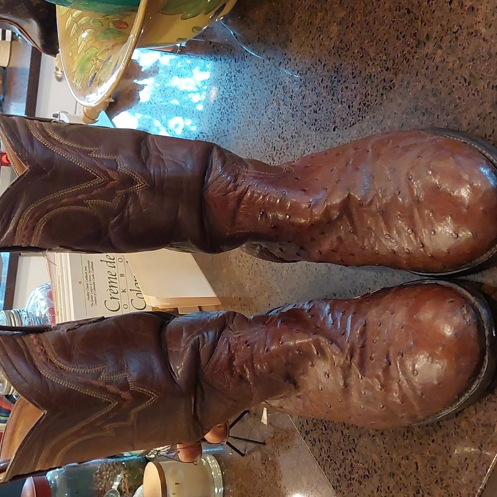 Chocolate Brown Ostrich Cowboy Boots